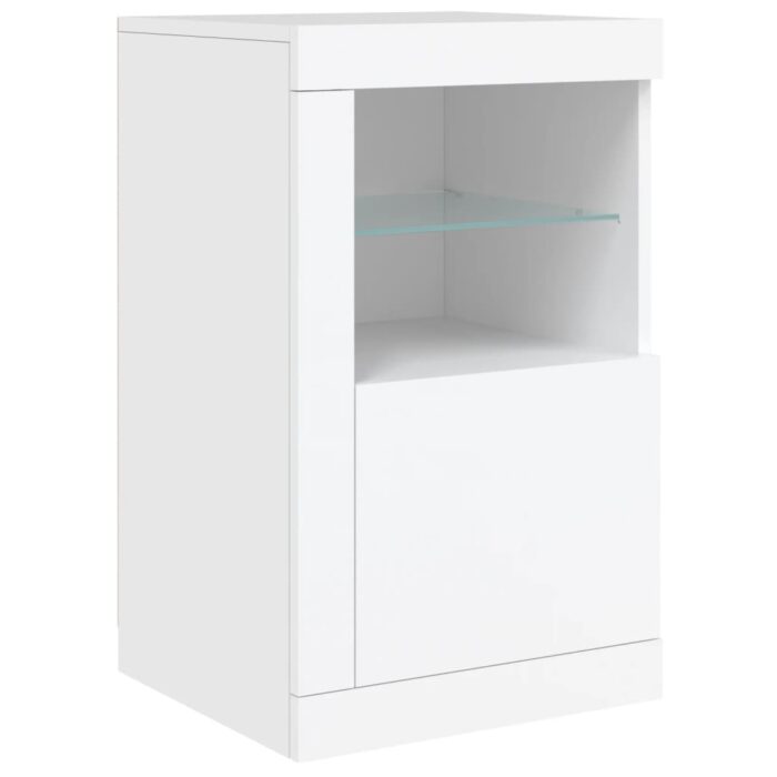 Armoires latérales éclairage LED 2 pcs blanc bois d'ingénierie – Image 4