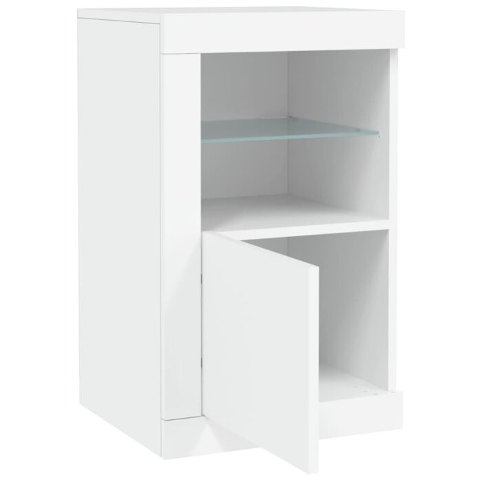 Armoires latérales éclairage LED 2 pcs blanc bois d'ingénierie – Image 5