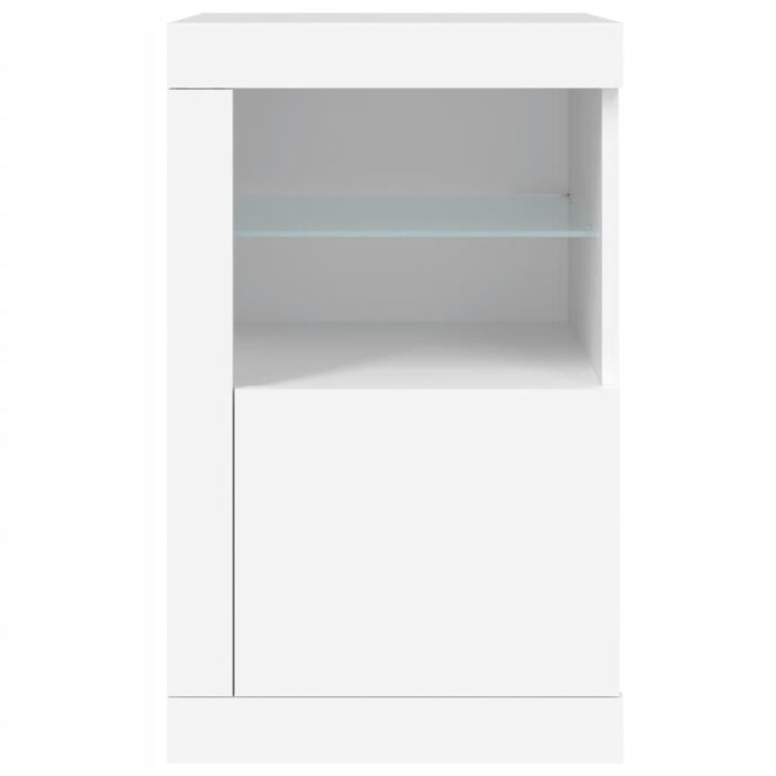 Armoires latérales éclairage LED 2 pcs blanc bois d'ingénierie – Image 6