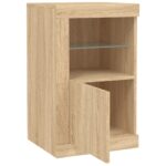 Armoire latérale avec lumières LED chêne sonoma – Image 4