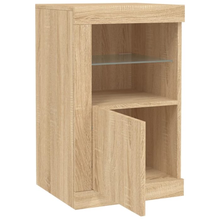 Armoire latérale avec lumières LED chêne sonoma – Image 4