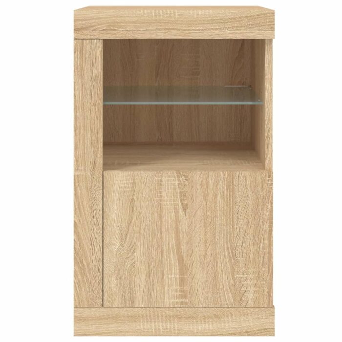 Armoire latérale avec lumières LED chêne sonoma – Image 5