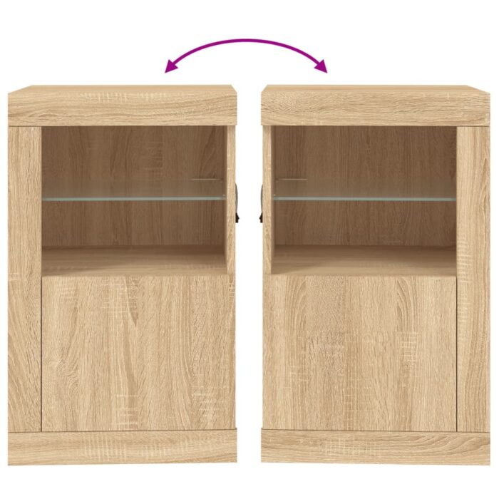 Armoire latérale avec lumières LED chêne sonoma – Image 8
