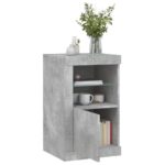 Armoire latérale avec lumières LED gris béton bois d'ingénierie – Image 3