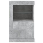 Armoire latérale avec lumières LED gris béton bois d'ingénierie – Image 5