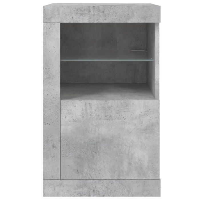 Armoire latérale avec lumières LED gris béton bois d'ingénierie – Image 5