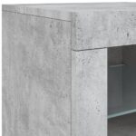 Armoire latérale avec lumières LED gris béton bois d'ingénierie – Image 9