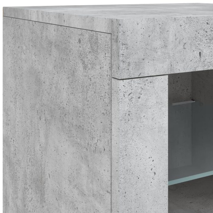 Armoire latérale avec lumières LED gris béton bois d'ingénierie – Image 9