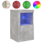 Armoires latérales et lumières LED 2 pcs gris béton – Image 3