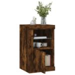 Armoire latérale avec lumières LED chêne fumé bois d'ingénierie – Image 3