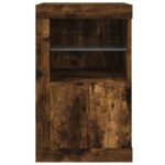 Armoire latérale avec lumières LED chêne fumé bois d'ingénierie – Image 5