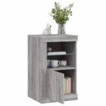 Armoire latérale et lumières LED sonoma gris bois d'ingénierie – Image 3