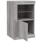 Armoire latérale et lumières LED sonoma gris bois d'ingénierie – Image 4