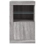 Armoire latérale et lumières LED sonoma gris bois d'ingénierie – Image 5