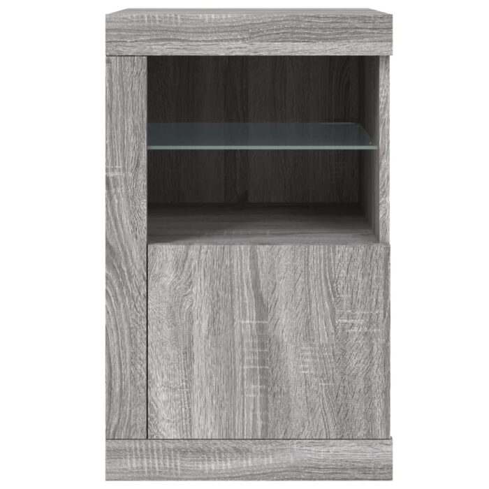 Armoire latérale et lumières LED sonoma gris bois d'ingénierie – Image 5