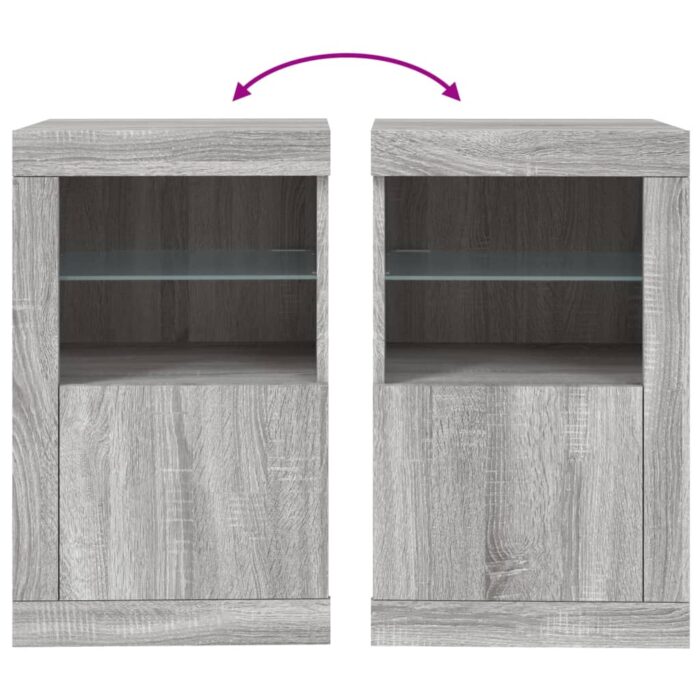 Armoire latérale et lumières LED sonoma gris bois d'ingénierie – Image 8