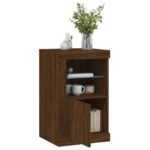 Armoire latérale avec lumières LED chêne marron bois ingénierie – Image 3