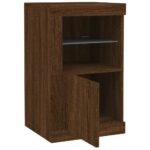 Armoire latérale avec lumières LED chêne marron bois ingénierie – Image 4