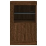 Armoire latérale avec lumières LED chêne marron bois ingénierie – Image 5