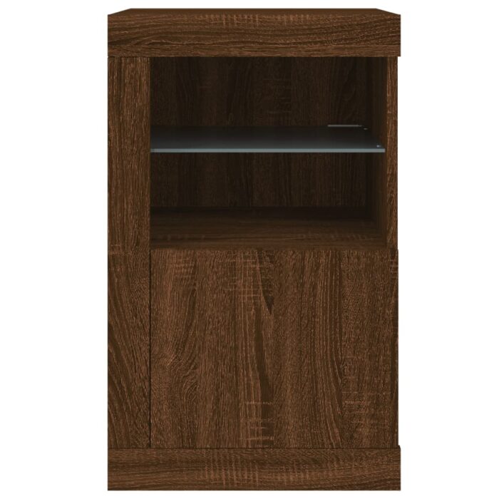 Armoire latérale avec lumières LED chêne marron bois ingénierie – Image 5