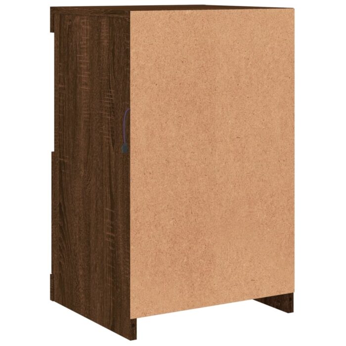 Armoire latérale avec lumières LED chêne marron bois ingénierie – Image 7