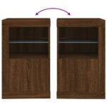 Armoire latérale avec lumières LED chêne marron bois ingénierie – Image 8