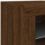 Armoire latérale avec lumières LED chêne marron bois ingénierie – Image 9