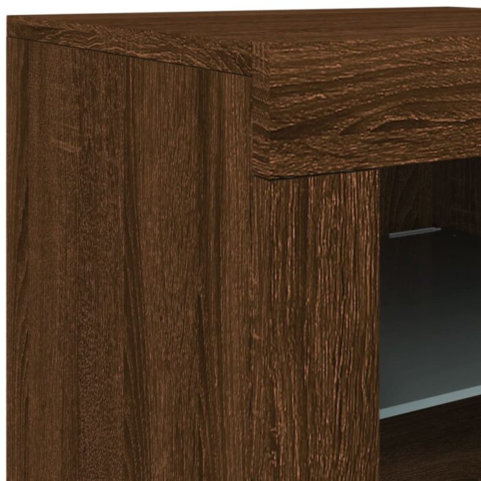 Armoire latérale avec lumières LED chêne marron bois ingénierie – Image 9