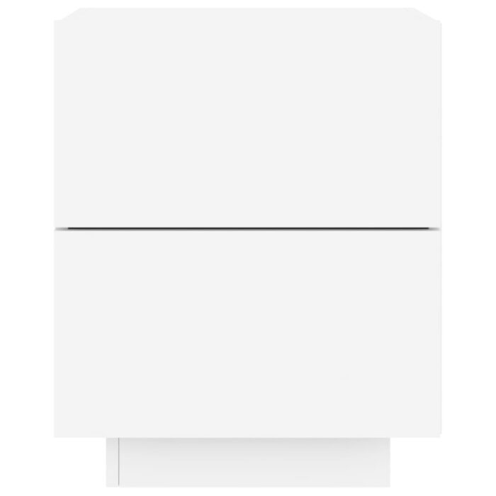 Armoires de chevet et lumières LED 2pcs blanc bois d'ingénierie – Image 7