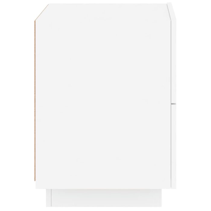 Armoires de chevet et lumières LED 2pcs blanc bois d'ingénierie – Image 8