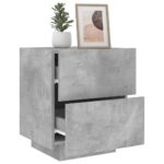 Armoires de chevet et lumières LED 2 pcs gris béton – Image 2