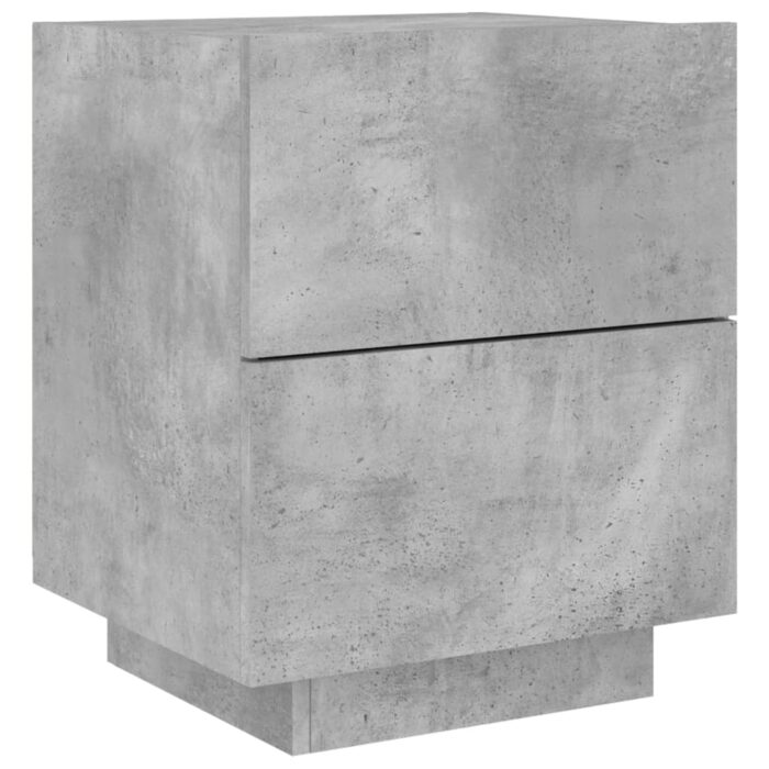 Armoires de chevet et lumières LED 2 pcs gris béton – Image 4