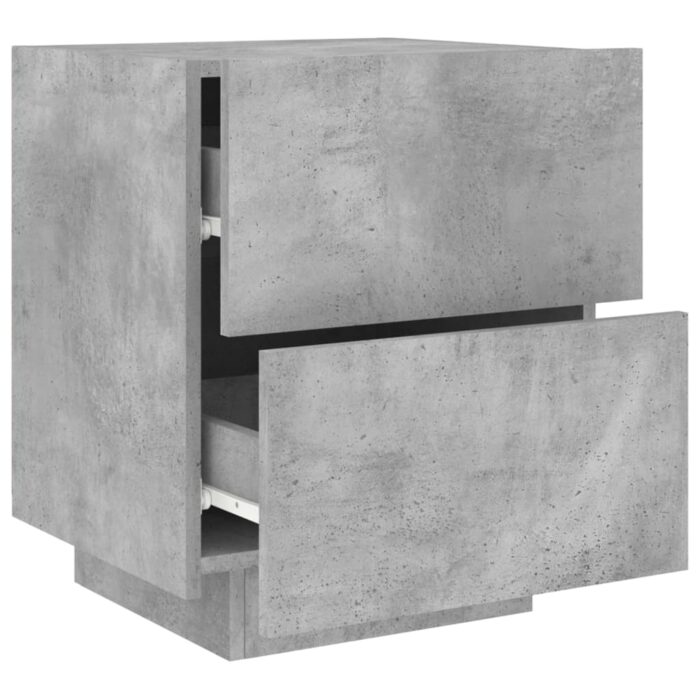 Armoires de chevet et lumières LED 2 pcs gris béton – Image 5