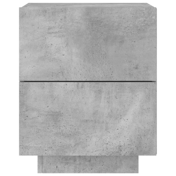 Armoires de chevet et lumières LED 2 pcs gris béton – Image 6
