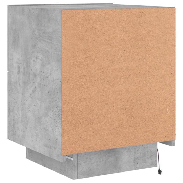 Armoires de chevet et lumières LED 2 pcs gris béton – Image 8