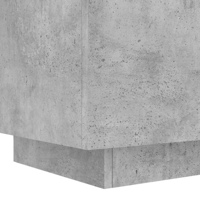 Armoires de chevet et lumières LED 2 pcs gris béton – Image 9