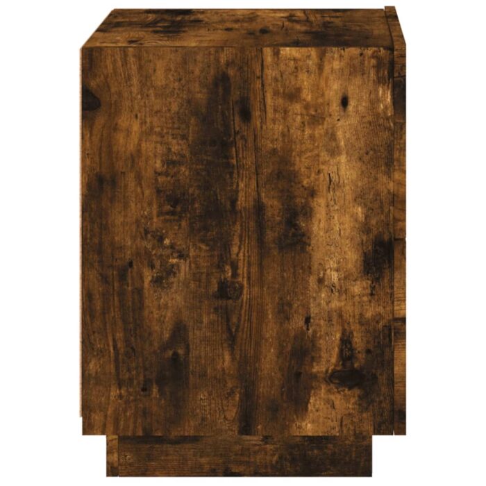 Armoire de chevet et lumières LED chêne fumé bois d'ingénierie – Image 6