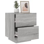 Armoire de chevet et lumières LED sonoma gris bois d'ingénierie – Image 3