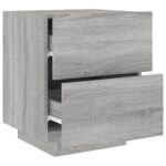 Armoire de chevet et lumières LED sonoma gris bois d'ingénierie – Image 4