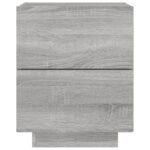 Armoire de chevet et lumières LED sonoma gris bois d'ingénierie – Image 5