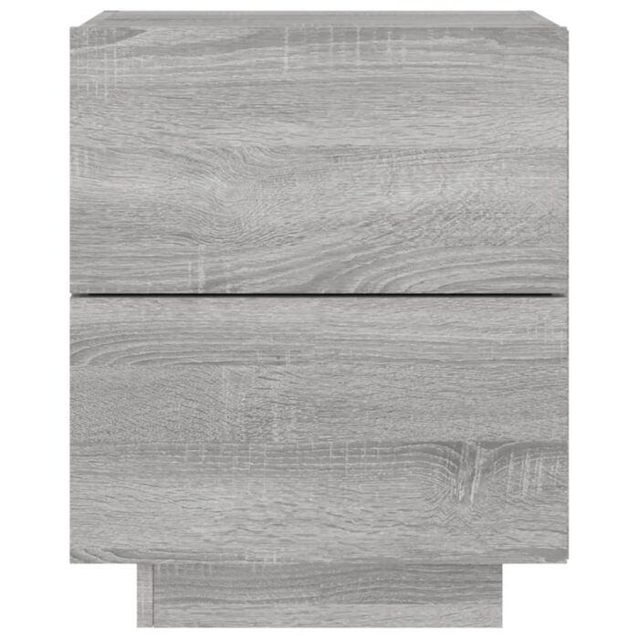 Armoire de chevet et lumières LED sonoma gris bois d'ingénierie – Image 5