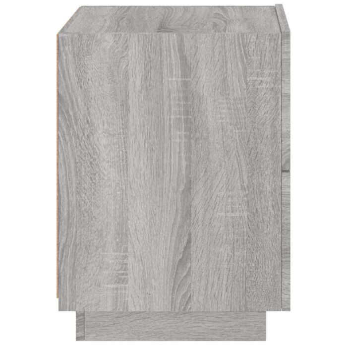 Armoire de chevet et lumières LED sonoma gris bois d'ingénierie – Image 6