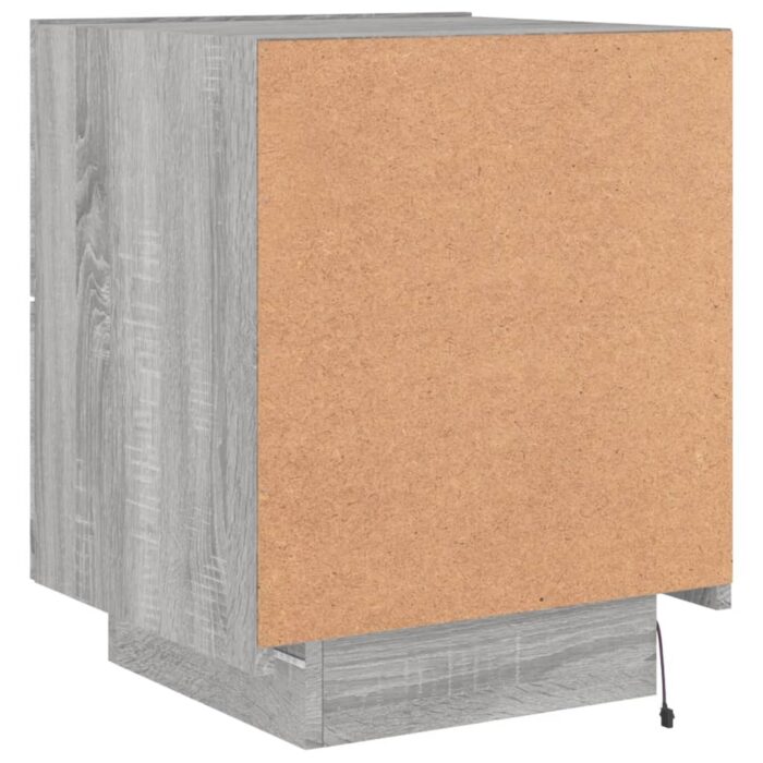 Armoire de chevet et lumières LED sonoma gris bois d'ingénierie – Image 7