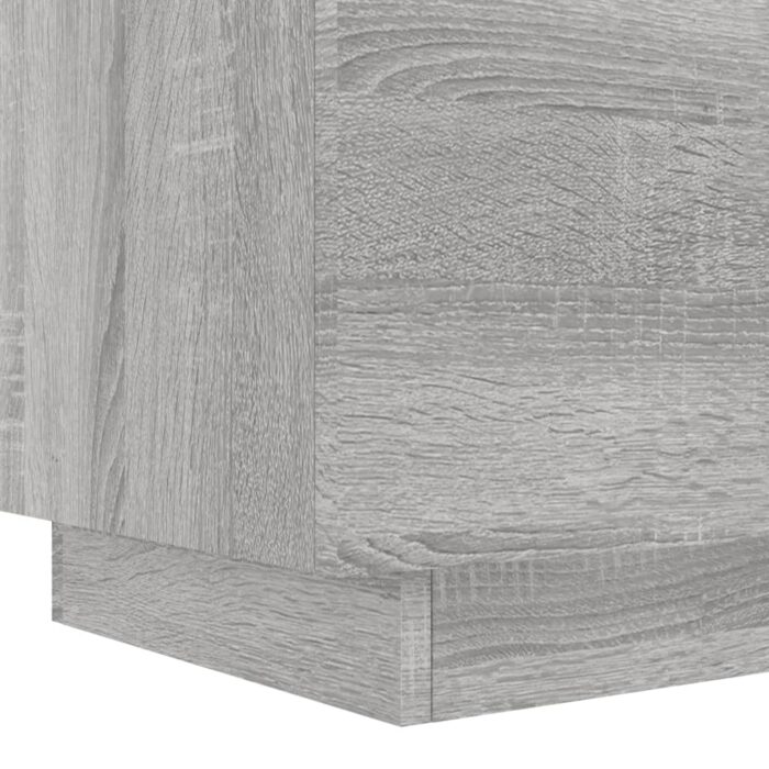 Armoire de chevet et lumières LED sonoma gris bois d'ingénierie – Image 8