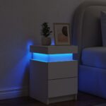 Table de chevet avec lumières LED blanc 35x39x55 cm – Image 2