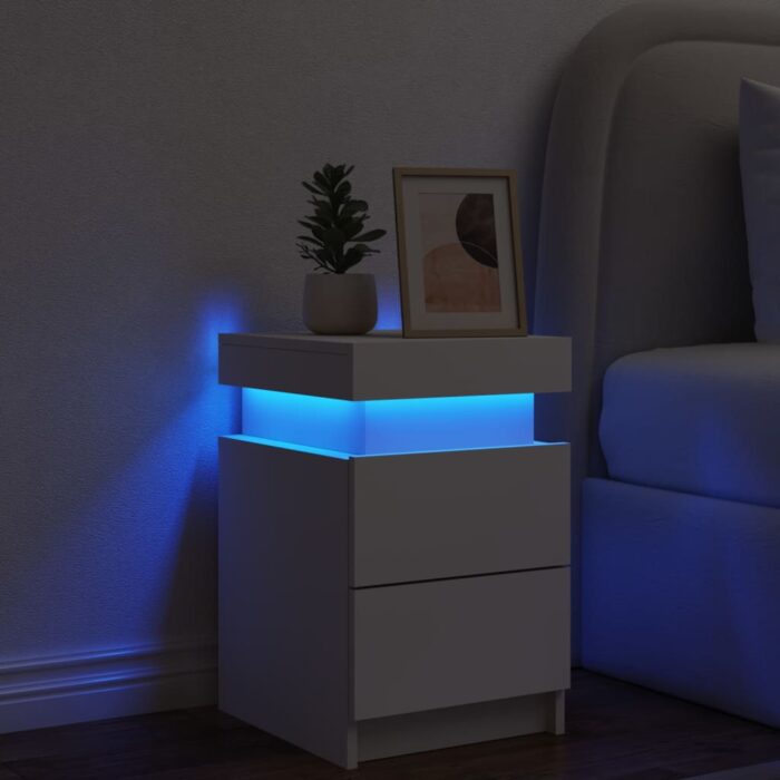 Table de chevet avec lumières LED blanc 35x39x55 cm – Image 2
