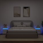 Tables de chevet avec lumières LED 2 pcs blanc 35x39x55 cm – Image 2