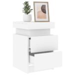 Tables de chevet avec lumières LED 2 pcs blanc 35x39x55 cm – Image 3
