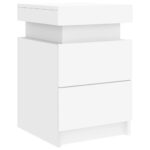 Tables de chevet avec lumières LED 2 pcs blanc 35x39x55 cm – Image 4