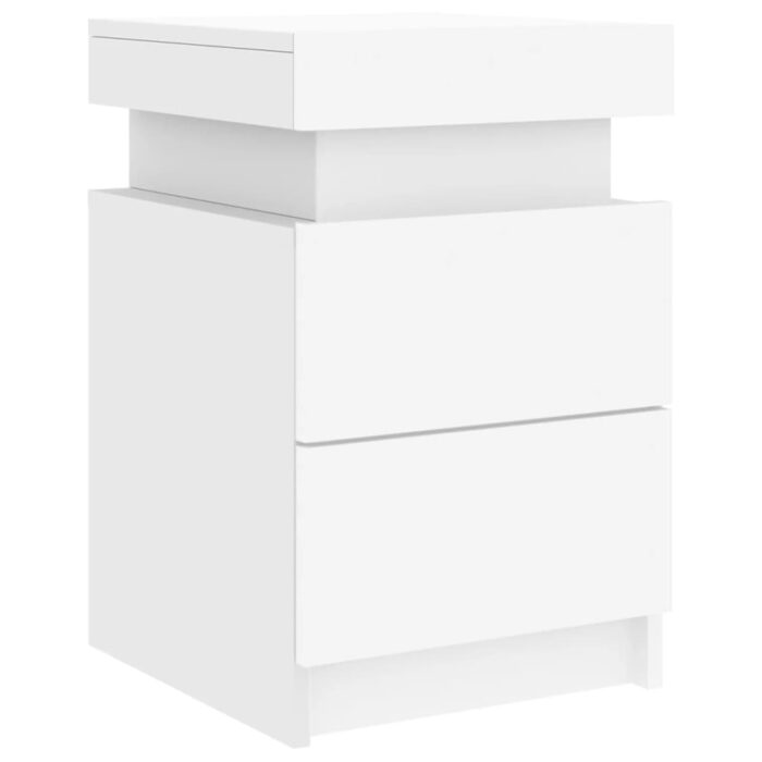 Tables de chevet avec lumières LED 2 pcs blanc 35x39x55 cm – Image 4